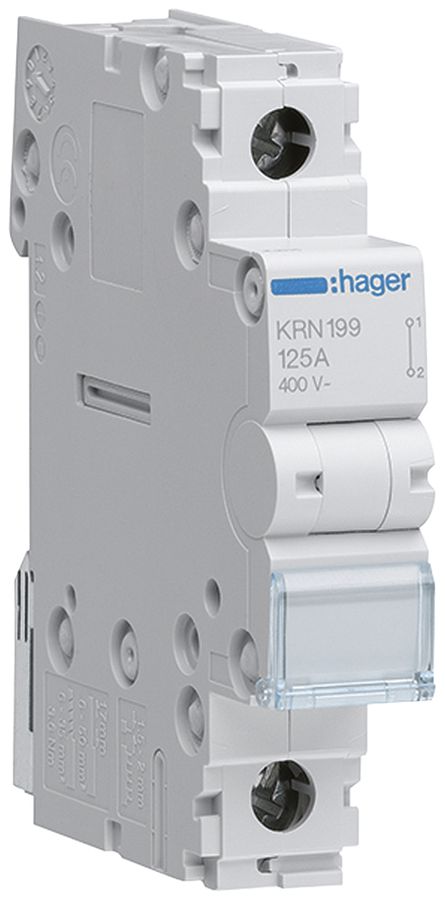 Einspeiseblock Hager 125A für Gabel-Phasenschiene