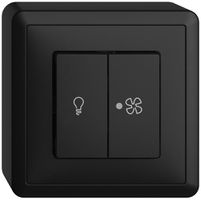 Interrupteur AP pour lum.et ventil. EDIZIOdue noir, contrôle, LED jaune