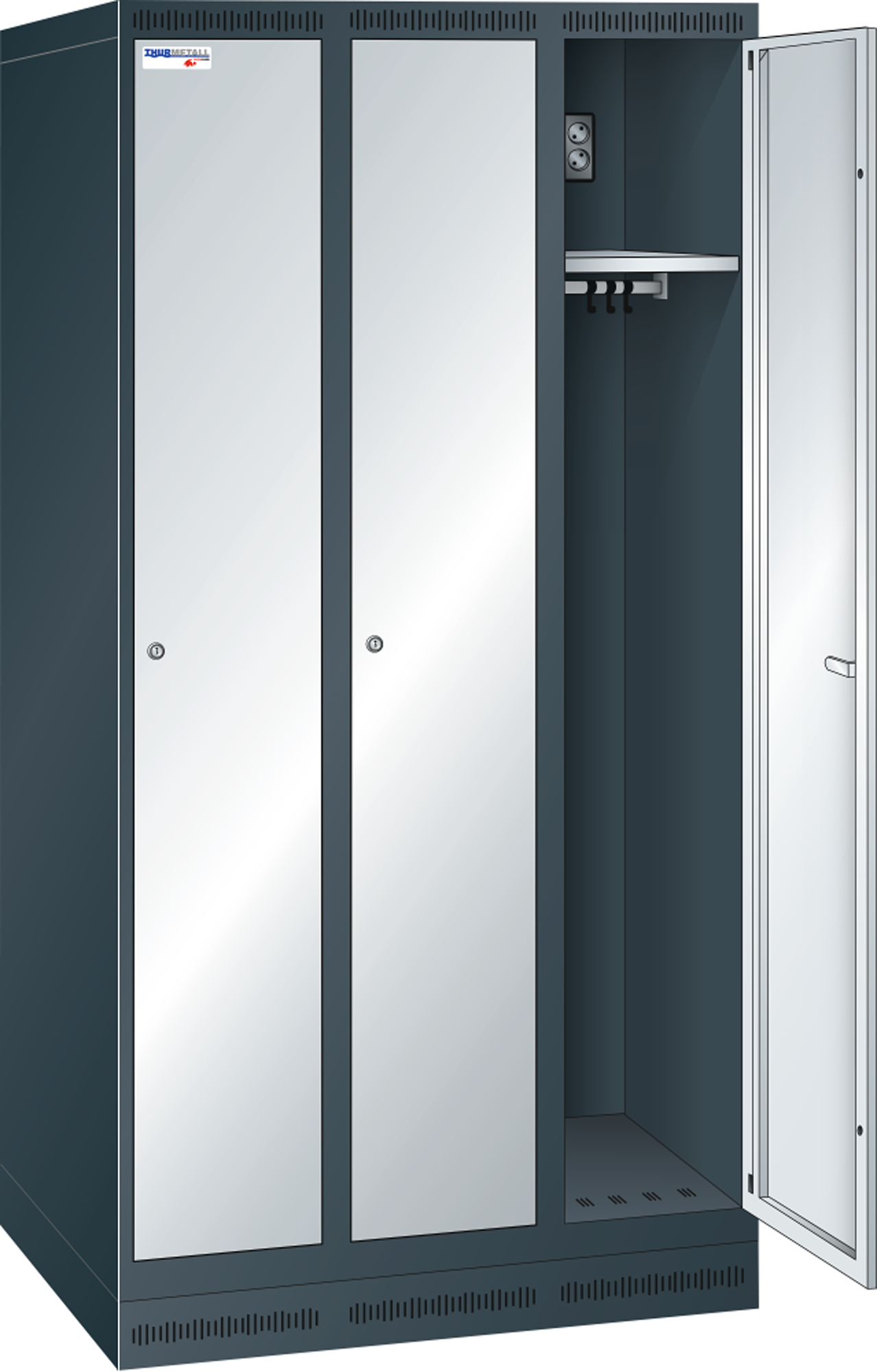 Armoire-vestiaire de charge de batterie (L×P×H) 900×500×1800 mm 3 compartiments