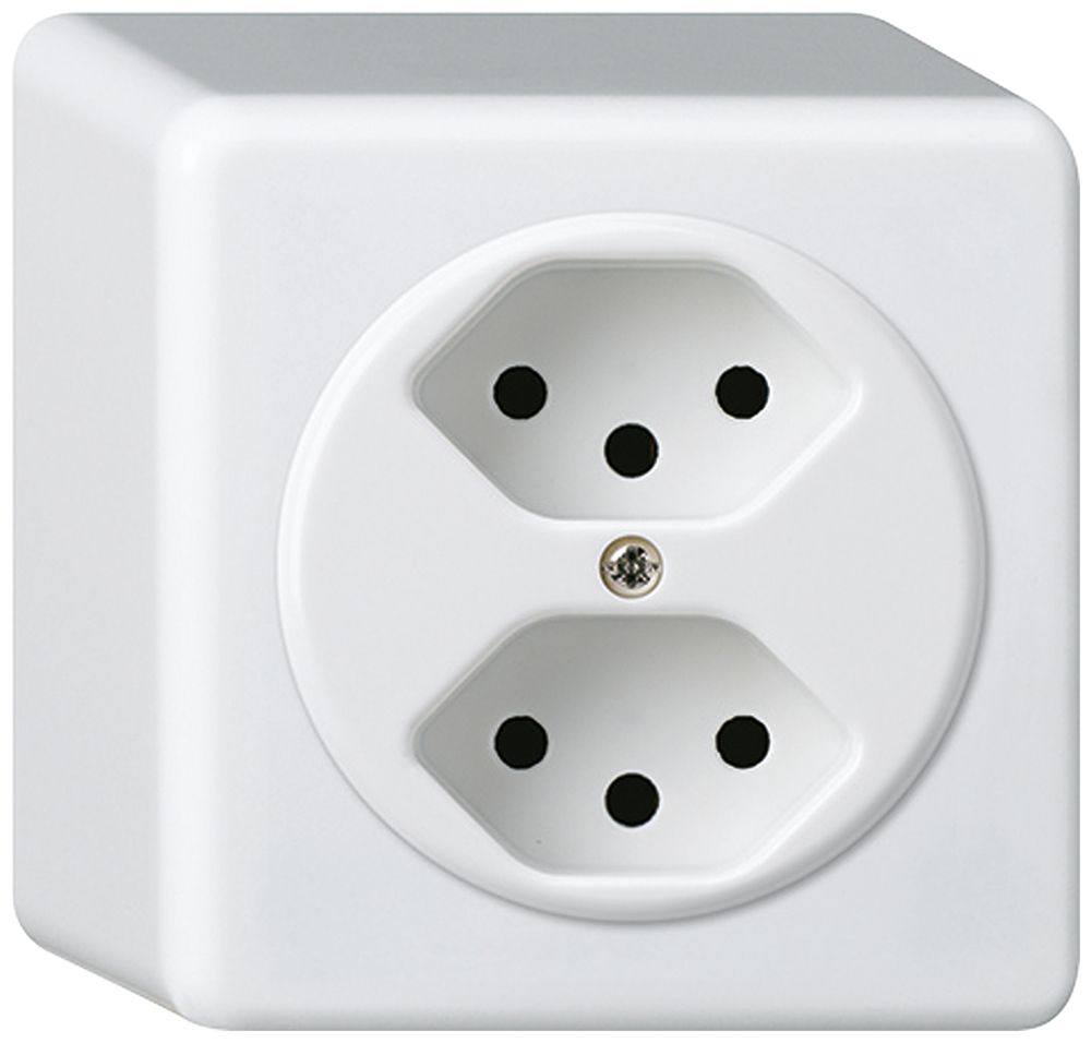 Presa AP basico 2×tipo 13 bianco h=54mm