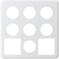 Placca di copertura INC basico 3×3 7×Ø43mm+2×apertura 58×58mm bianco