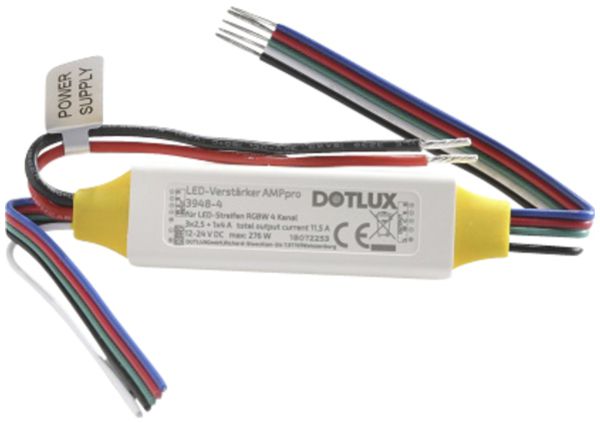 Driver LED AMPpro 276W pour ruban de lumière LED RGBW 3×2.5A + 1×4A (12…24V)