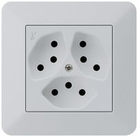 UP-Steckdose kallysto.trend 3×T13/1 hellgrau mit Kinderschutz