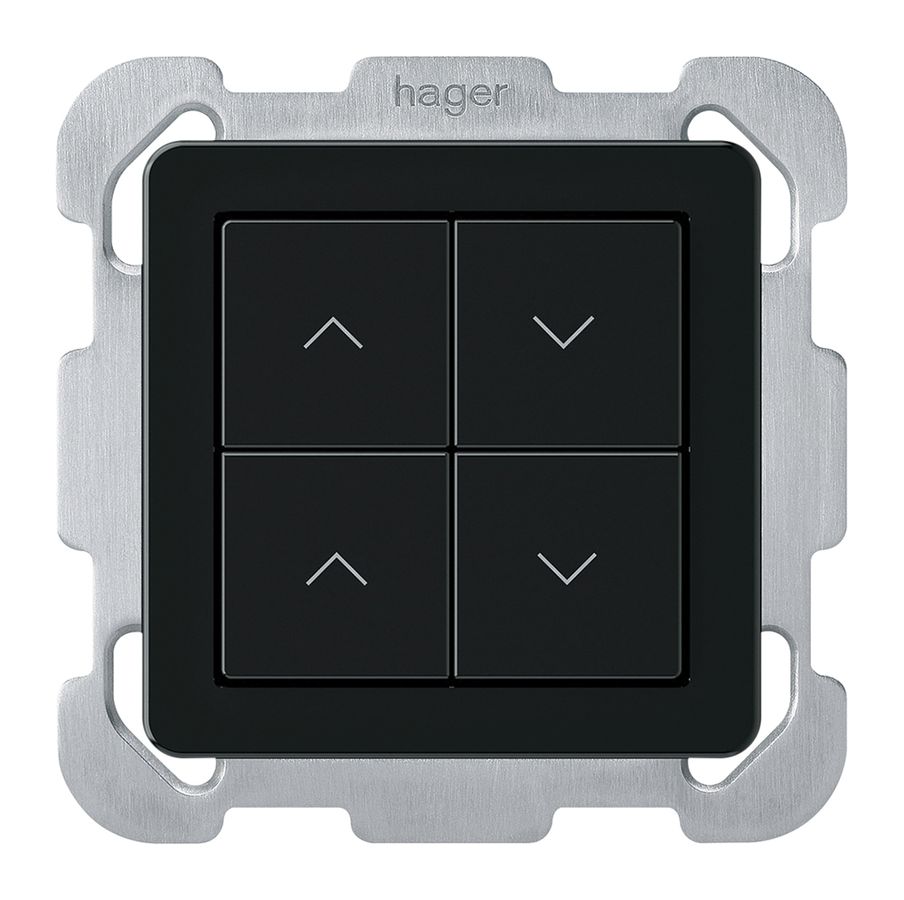 UP-KNX-Storentaster Hager BA basico B 4-fach 77×77mm schwarz