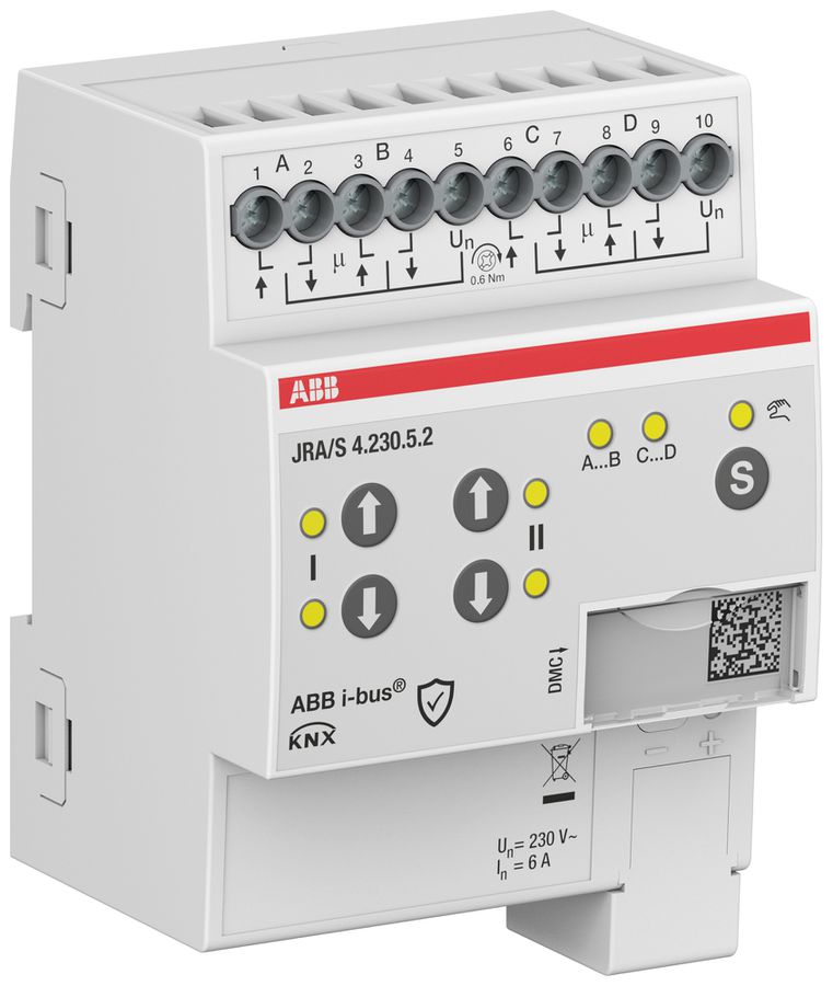 Actionneur de jalousie AMD ABB JRA/S4.230.5.2 4-fois 6A/230VAC mesure tdm