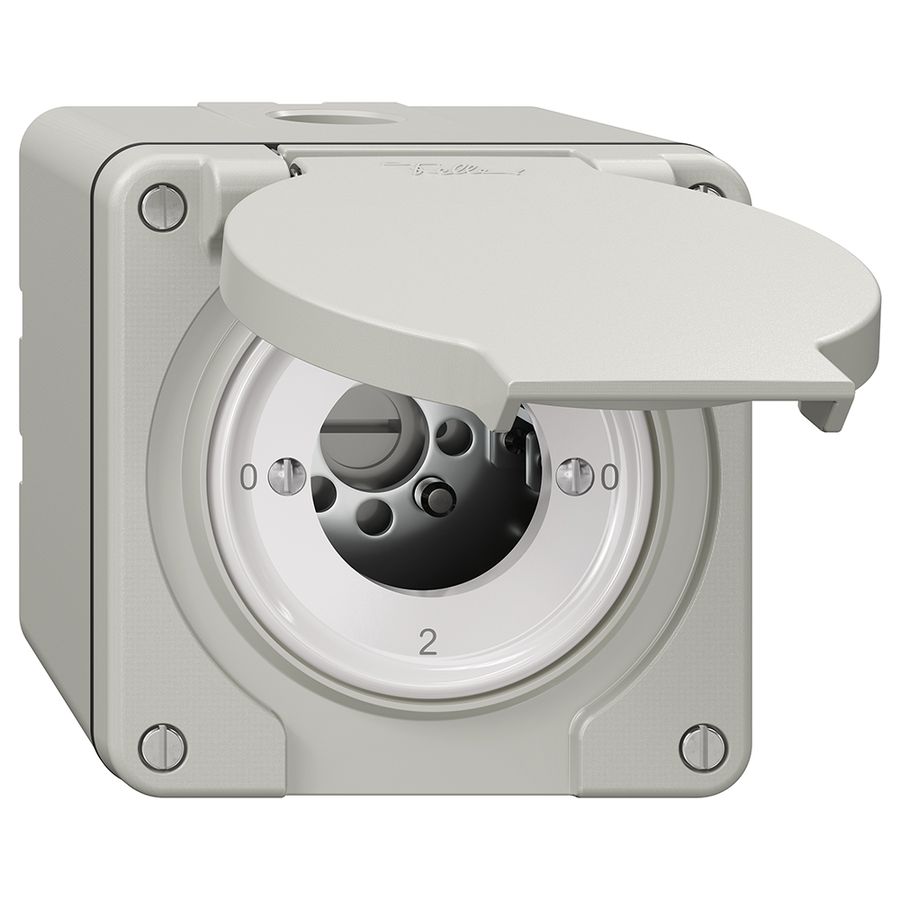 Interrupteur rotatif NAP NEVO, 2/2L, sans cylindre, KS, 0-1-0-2, gris clair