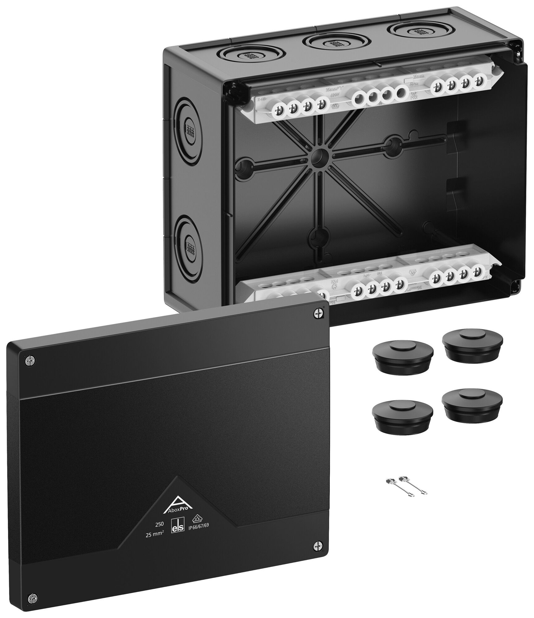 Boîte de dérivation AP Spelsberg Abox Pro 250-25²/sw 202×252×120mm IP69 no