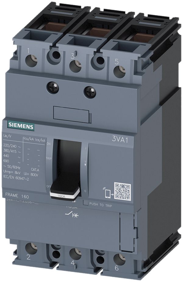 Interruttore di potenza Siemens SENTRON 3VA1 3L 80A Ii=10× N-25kA mt