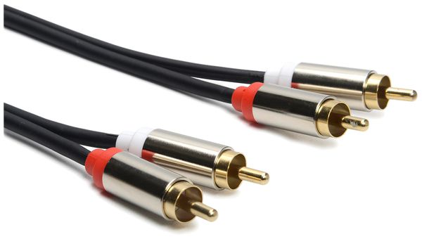 Câble audio analogique Ceconet, RCA (Cinch) ↔ RCA (Cinch), AWG26, noir, 15m