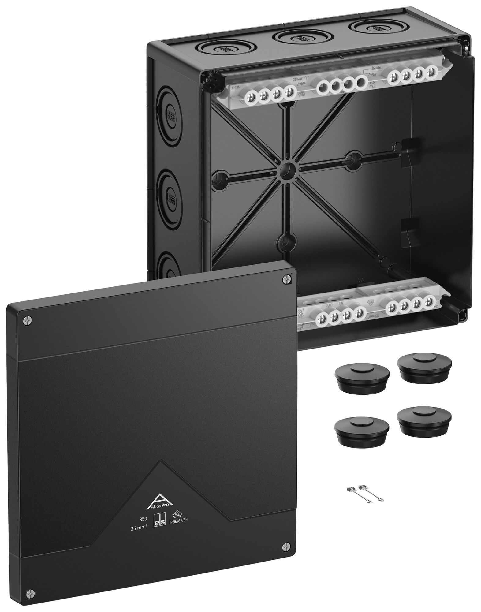 Boîte de dérivation AP Spelsberg Abox Pro 350-35²/sw 252×252×120mm IP69 no