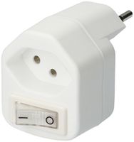 Abzweigstecker MH 1×T13 weiss mit Schalter