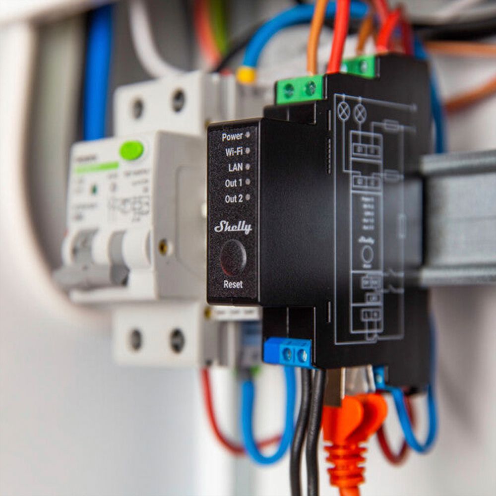 REG-RF-Schaltaktor Shelly Pro 2PM Bt/Wi-Fi 2-Kan 110…240V 1TE