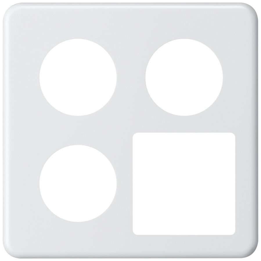 UP-Abdeckplatte basico 2×2 3×Ø43mm+Ausschnitt 58×58mm weiss