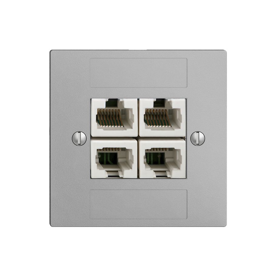 Presa INC 4×RJ45/u 4P sep. EDIZIOdue silver ITplus