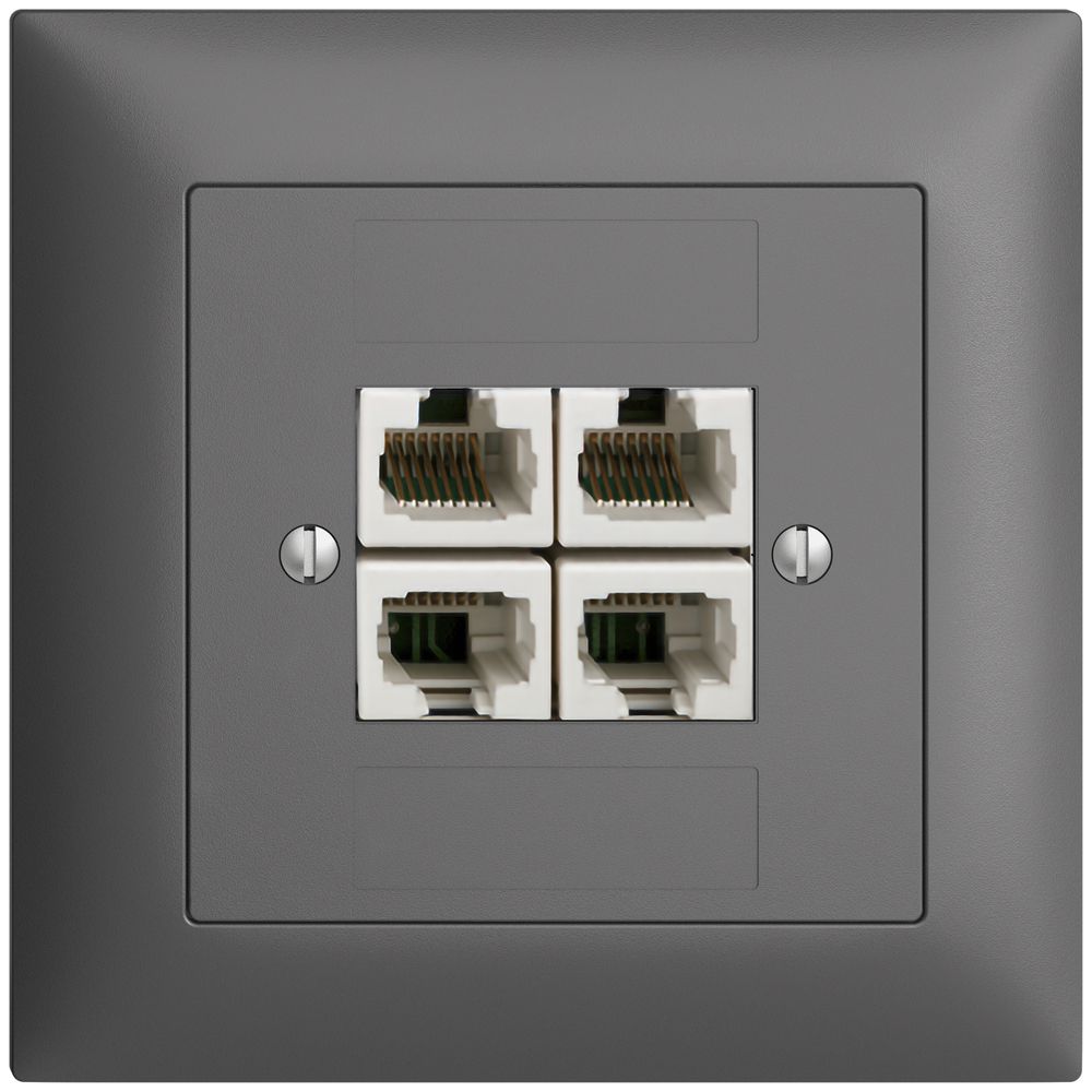 UP-Anschlussdose 4×RJ45/u 4P getr. EDIZIOdue dunkelgrau ITplus