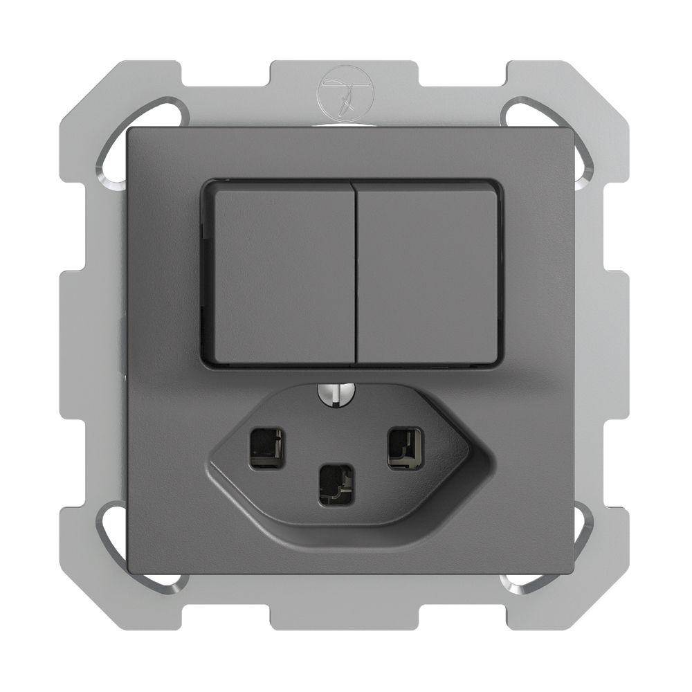 UP-Kombination 2×A-R/1L+T23 16A EDIZIOdue dunkelgrau