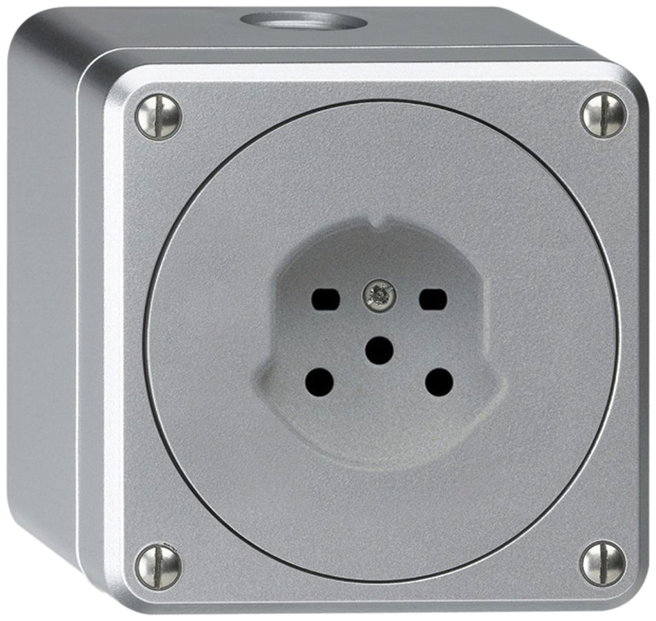 AP-Steckdose HA robusto Typ 15 mit Steckklemmen aluminium