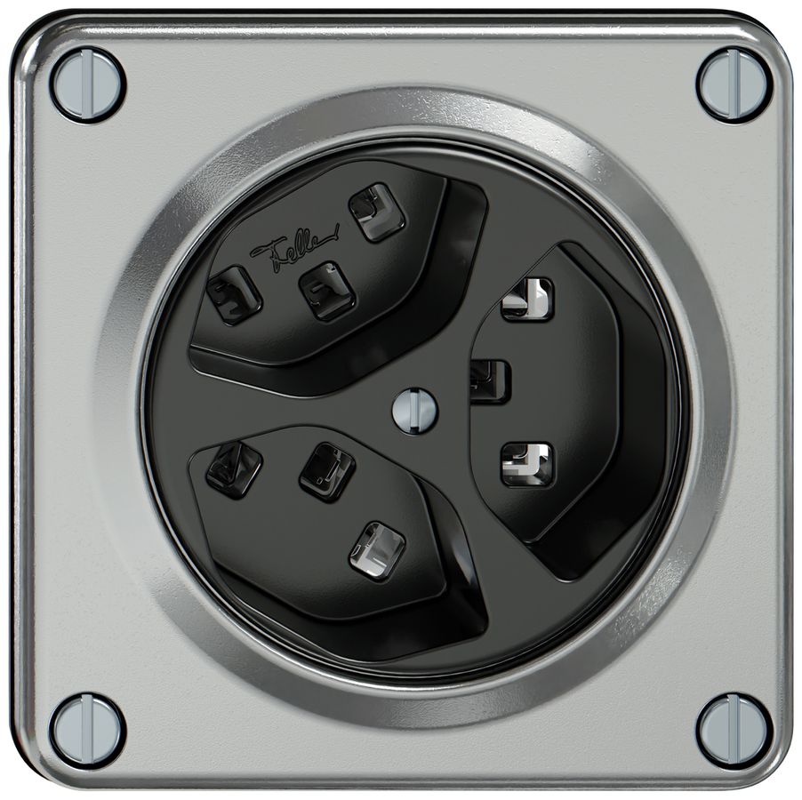 Steckdose ELEMENT 3×Typ 23 16A 250V IP20 aluminium
