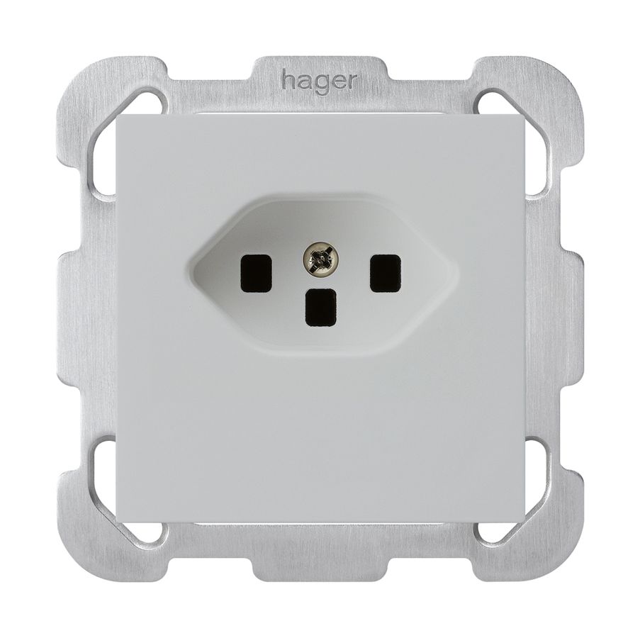 UP-Steckdose kallysto T23 hellgrau Schraubklemmen mit Befestigungsplatte