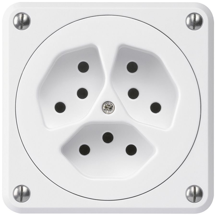 UP-Steckdose robusto 3×Typ 13 weiss ohne Klappdeckel für Kombination