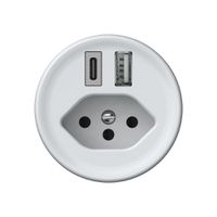 USB-Ladesteckdose origin 1×USB-A 1×USB-C 3000mA 5V mit Typ 13 weiss