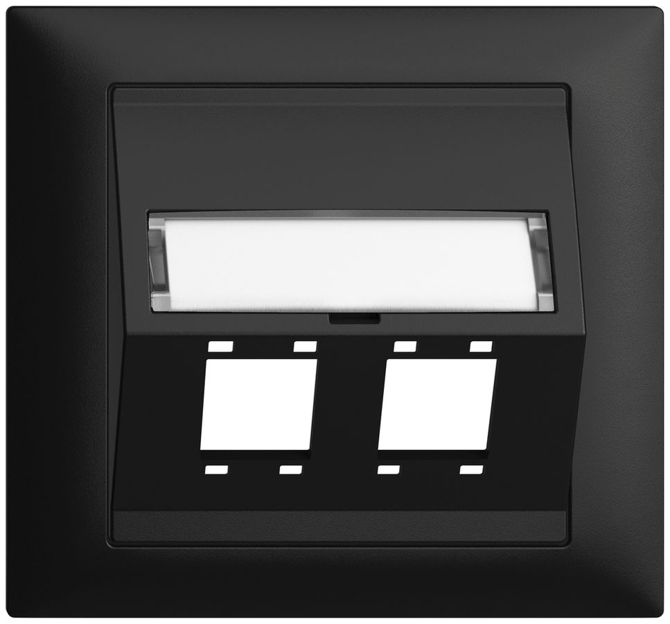 Kit montaggio INS EDIZIOdue FKE uscita obliqua 2×R&M cat.5e/6/LC speciale, nero