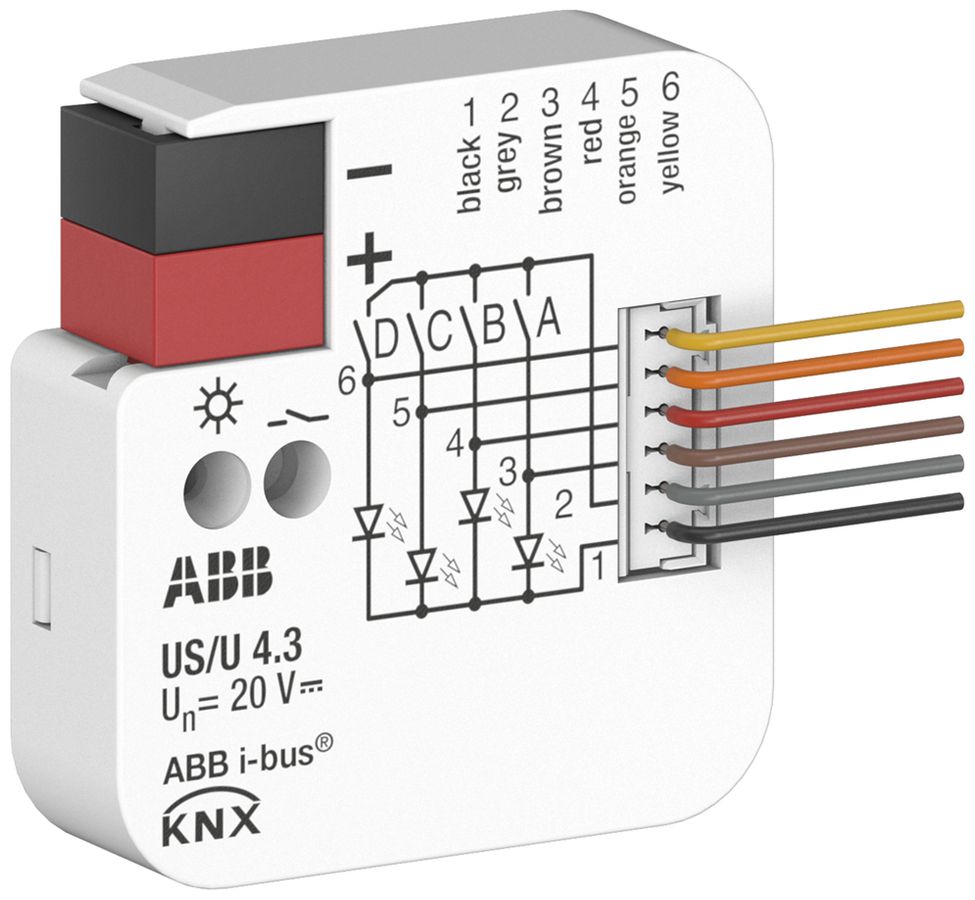 EB-Ein-/Ausgangs-Modul KNX ABB US/U4.3 4-Kanal 20VDC 40×39×12mm