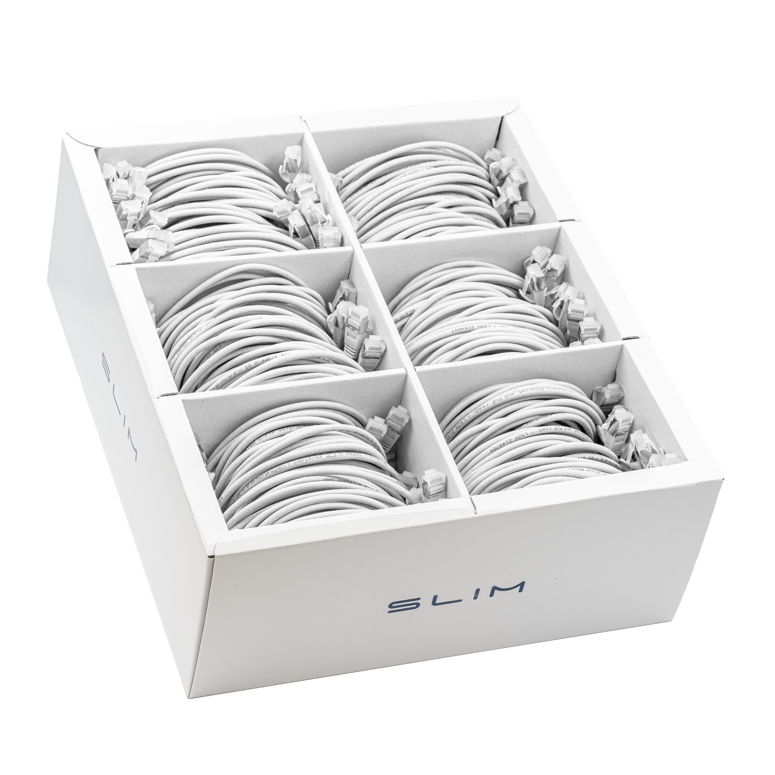 SLIM Patchkabel: 2m, weiss, 60-Pack Cat.6A, U/FTP, LSOH, Klinke unbrechbar