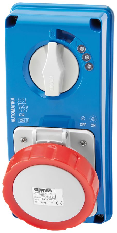Presa CEE AP Gewiss IB 5P 16A 380…415V ro 6h bloccaggio meccanic.automatica IP67