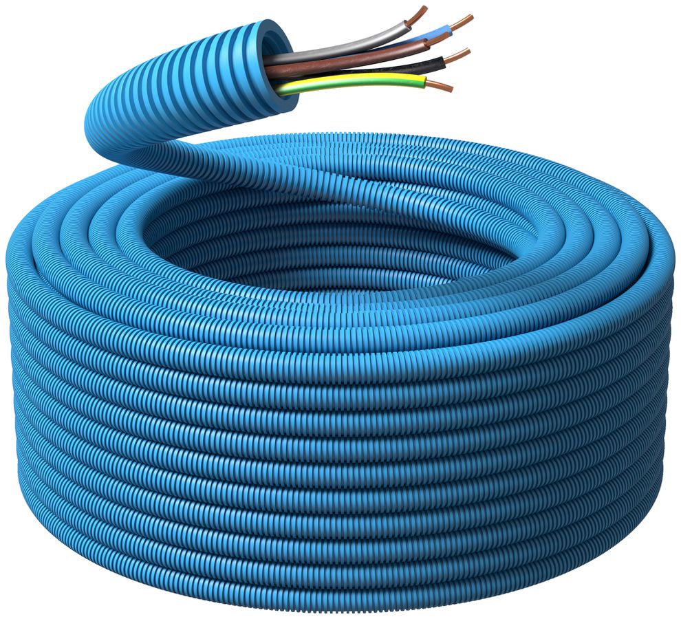 Tube d'installation précâblé KRFWG PM M20 bleu H07V-U 5×1.5mm² bl/gr/br/no/vt-jn