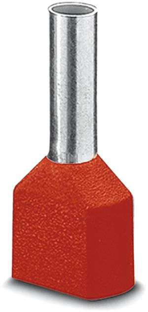 Capocorda doppio isolato PX DIN 46228 2×10mm² L=14mm rosso