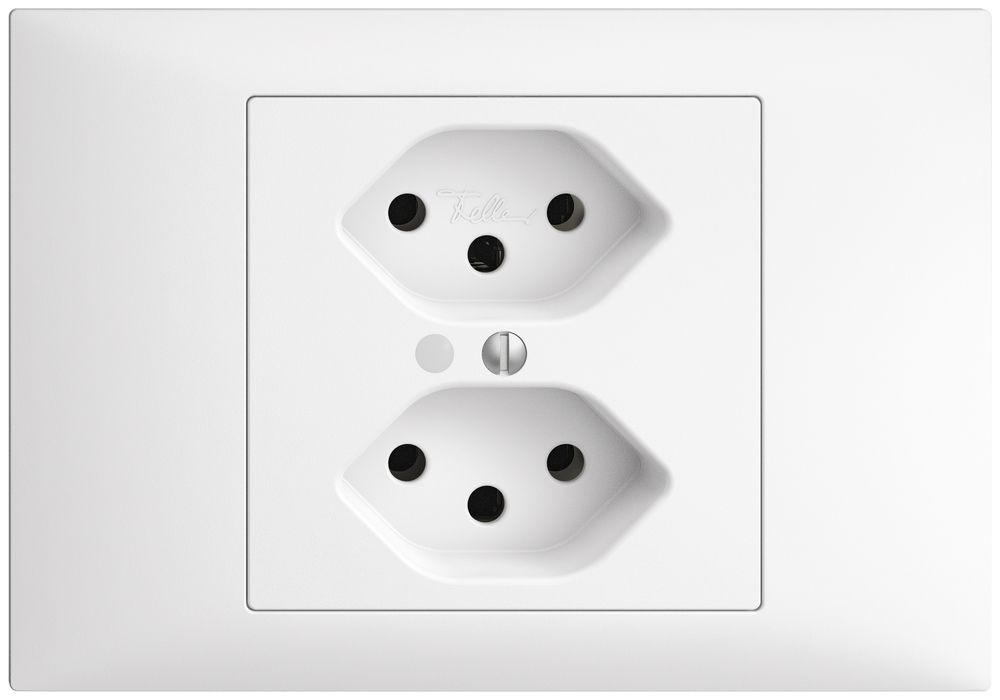 Prise INC EDIZIOdue 2×T13 blanc, avec LED vert