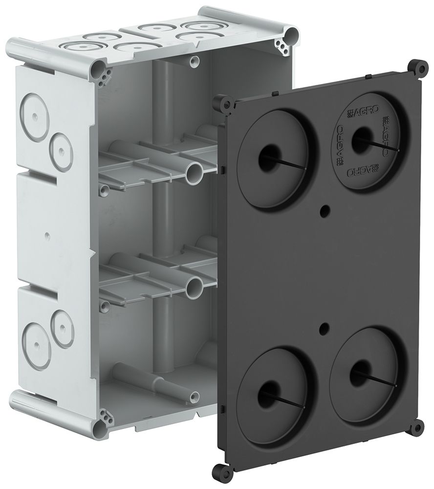 UP-Einlasskasten AGRO 3×2 650°C mit Schutzdeckel, M20/25, grau