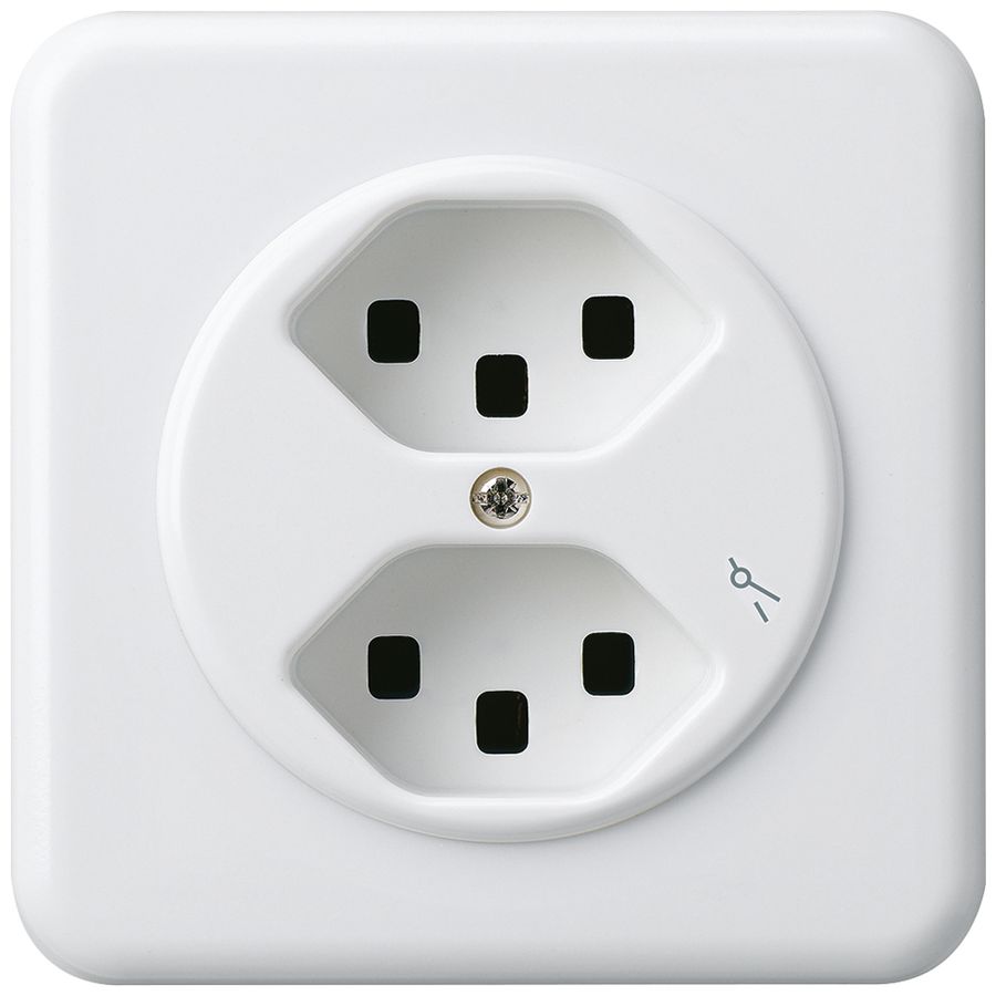 Prise ENC Hager basico 2×type 23 1×S C blanc