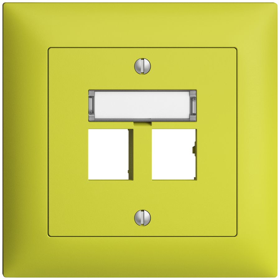 Kit montaggio ENC EDIZIOdue uscita dritta, per 2×RJ45 freenet, lemon