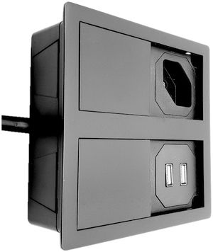 EB- oder UP-Steckdose 2×Typ 13 + 2×USB Karch VersaHIT, mit Kabel, schwarz/matt