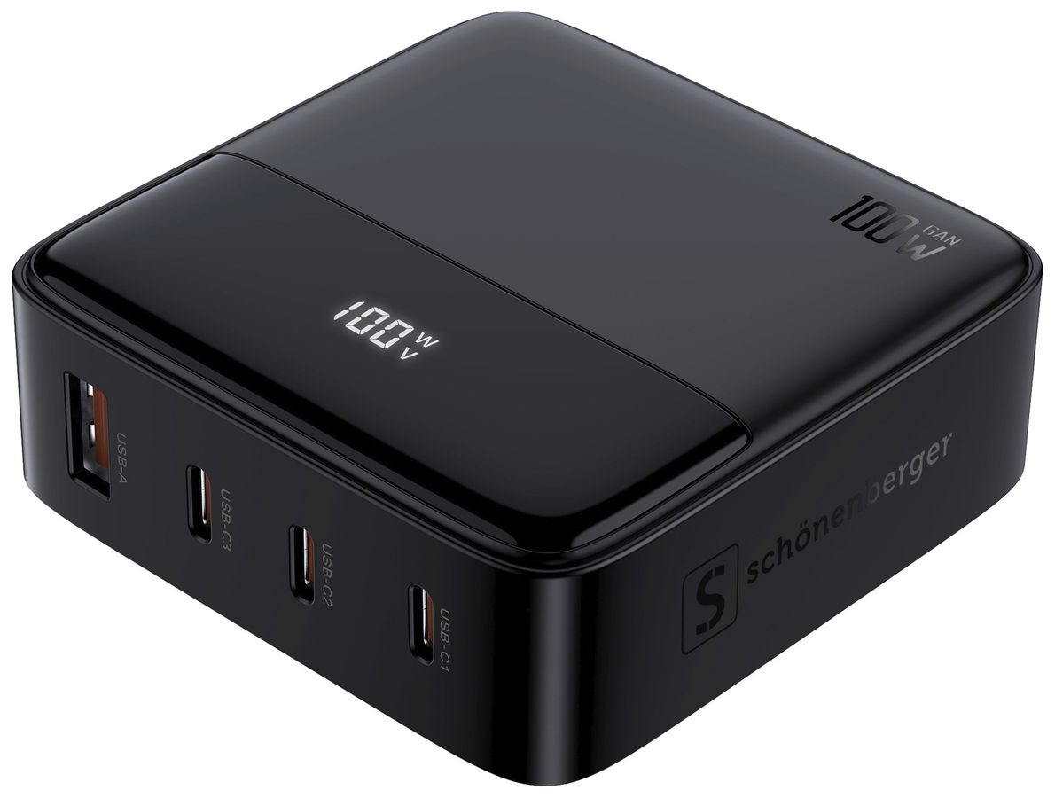 Prise de charge USB appareil mobile 1×USB-A 3×USB-C 75×30×75mm