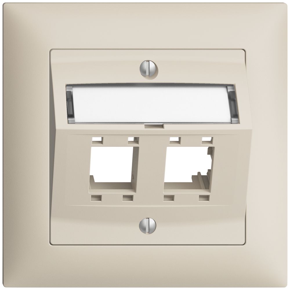 Kit de montage ENC EDIZIOdue, avec capot de sortie oblique, pour 2×RJ45, crema