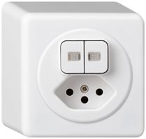 AP-Kombination beleuchtet basico 1/3+3/1L+Typ 13 weiss 2 Linsen