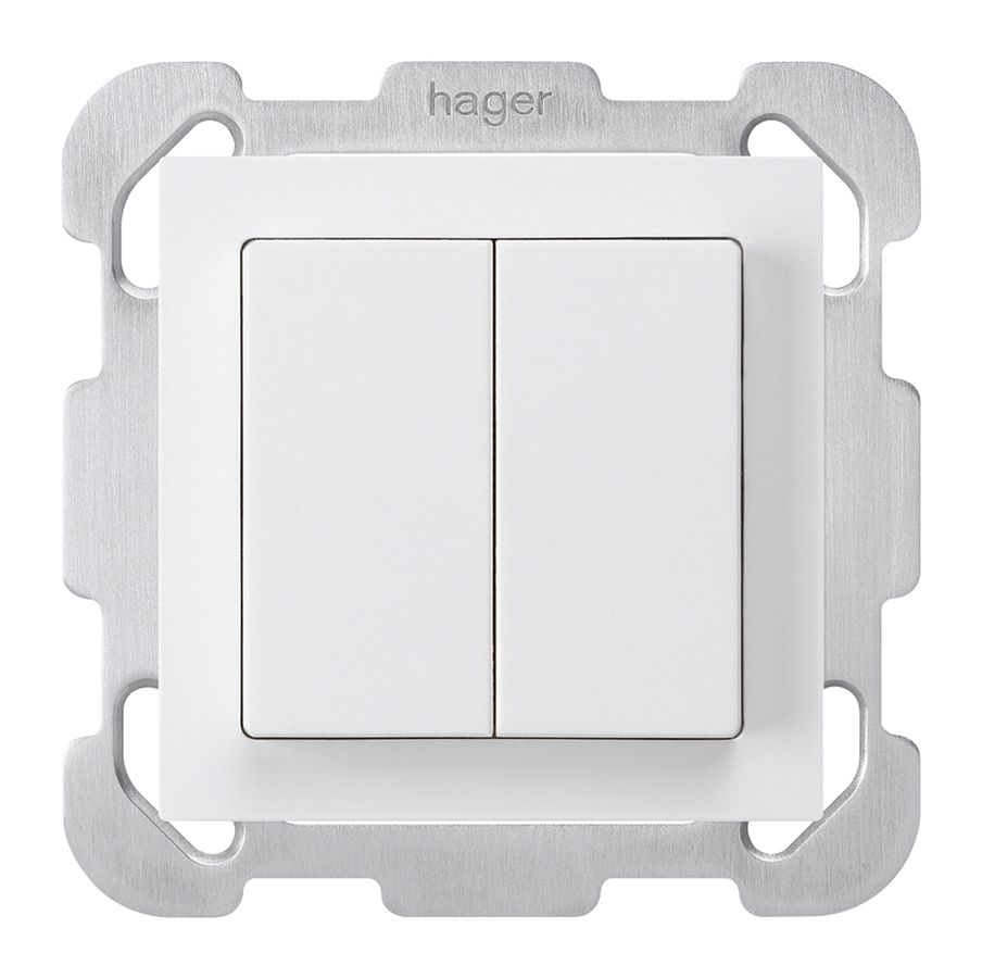 Poussoir ENC kallysto 2×A-R/1P blanc avec plaque de fixation