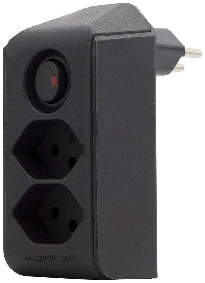 Fiche de dérivation cleverLINE 2×T13 interrupteur 300° sans suspension noir