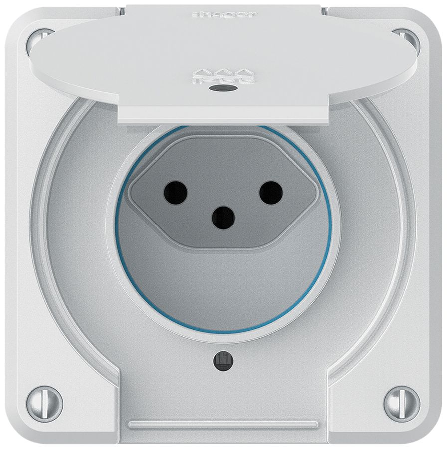 Prise ENC robusto 1×type 13 lumineux IP55 blanc