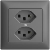 UP-Steckdose 2×T23 16A EDIZIOdue dunkelgrau, mit Steckklemmen