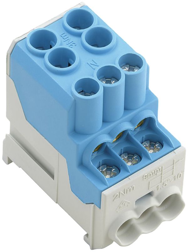 Bloc de distribution WM WPD 100 1P 100A 2×entr 6×sort 1.5…25mm² 1.5…10mm²