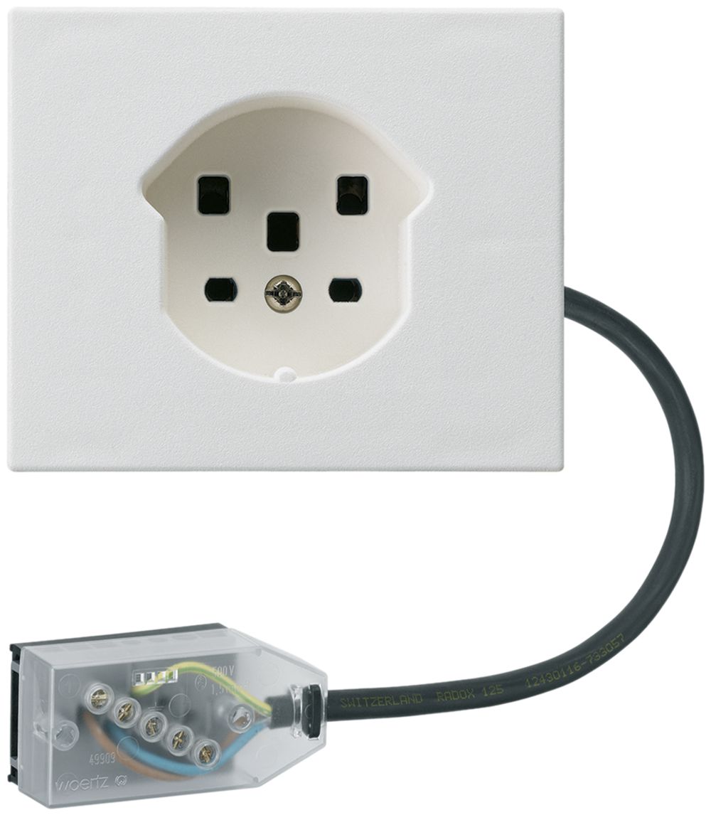 FLF-Steckdose HA Typ 25 mit Steckklemmen mit Flachkabel-Adapter Technofil weiss