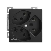 AP-Steckdose 3×T23 Feller EDIZIOdue FXCO54, 1×getrennt, Steckklemmen, schwarz