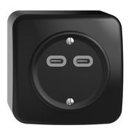 Prise AP USB 18W 2×type C Feller STANDARDdue QX54 230V 3600mA noir