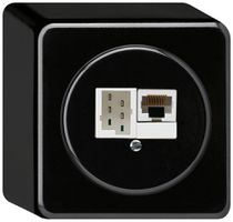 Boîte de raccordement AP basico 1×RJ45u+1×TT83 noir