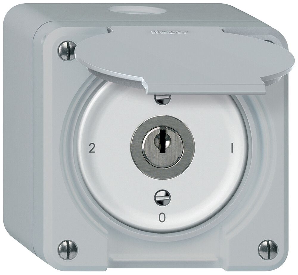 Interruttore a chiave AP robusto commutatore 16A 250V 86×86mm grigio