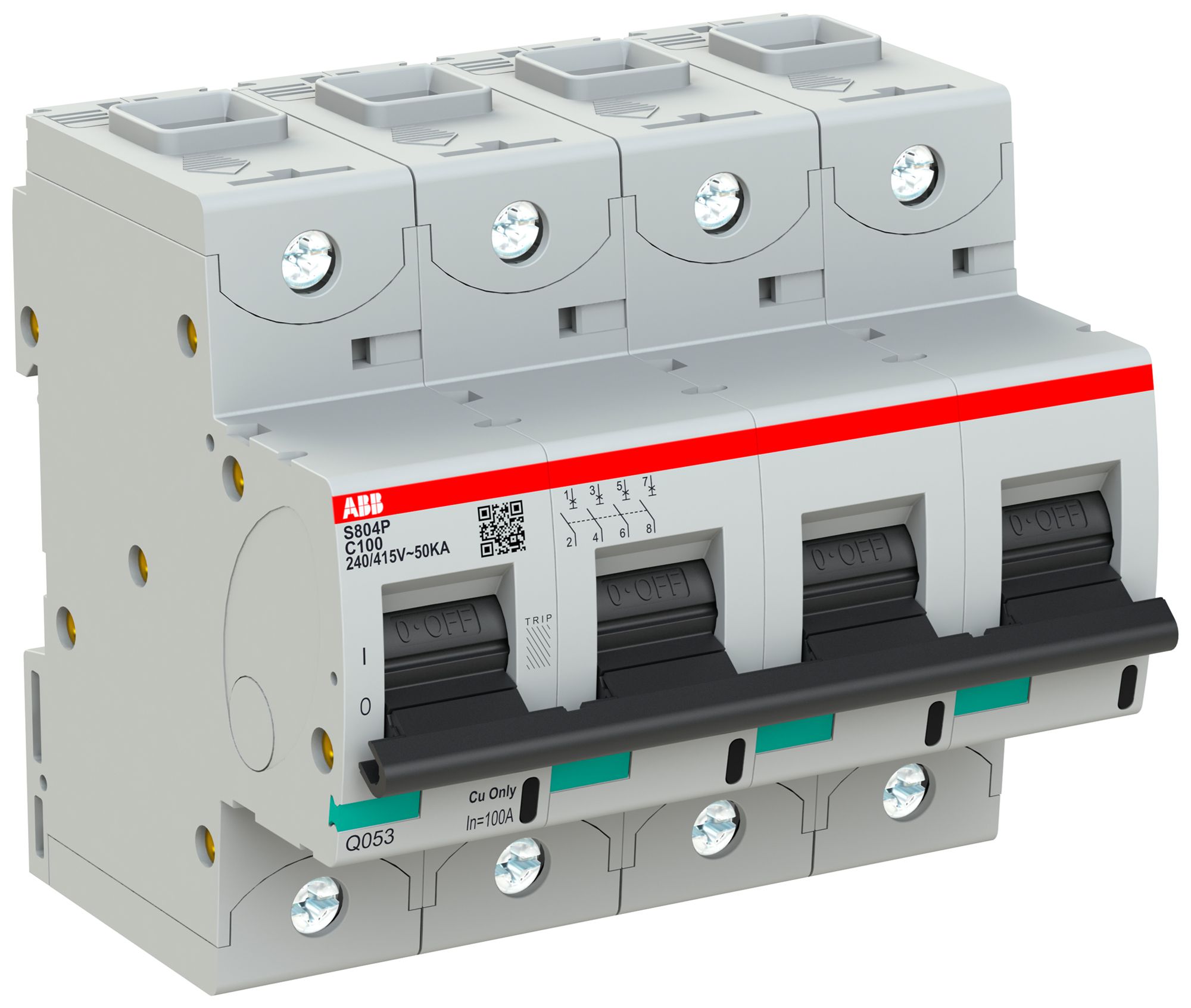 Leitungsschutzschalter ABB S804P-C100 4P 400V C-100A 50kA 6TE